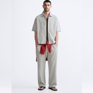 Stretchy Seersucker Pants Zara Men's XL